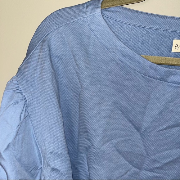 Wonderly Relaxed Blue Ruffle Sleeve Blouse - Picture 4 of 5